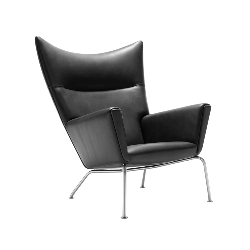 CH445 Wing Chair fåtölj, Thor 301-rostfria stålben Carl Hansen & Søn