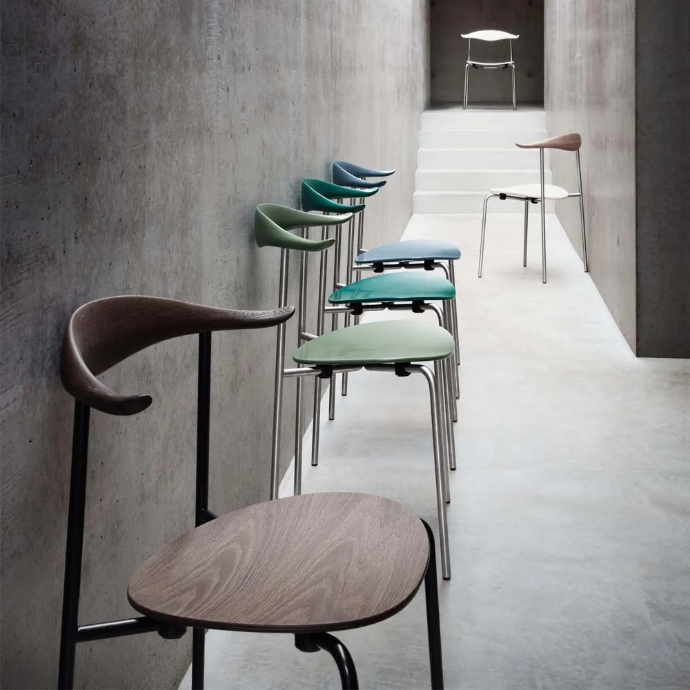 CH88T stol, Vitlackad bok-rostfritt stål Carl Hansen & Søn