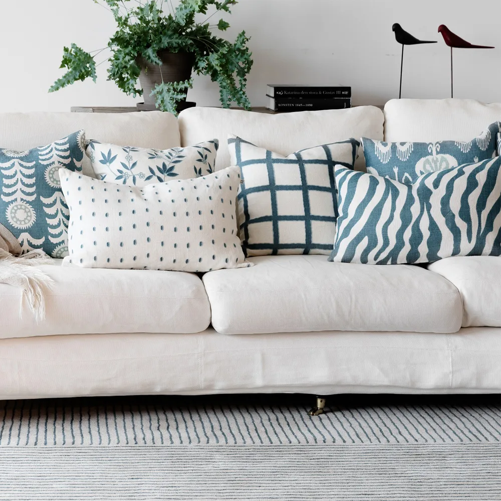 Amar kuddfodral 50x50 cm, White-blue-aqua Chhatwal & Jonsson
