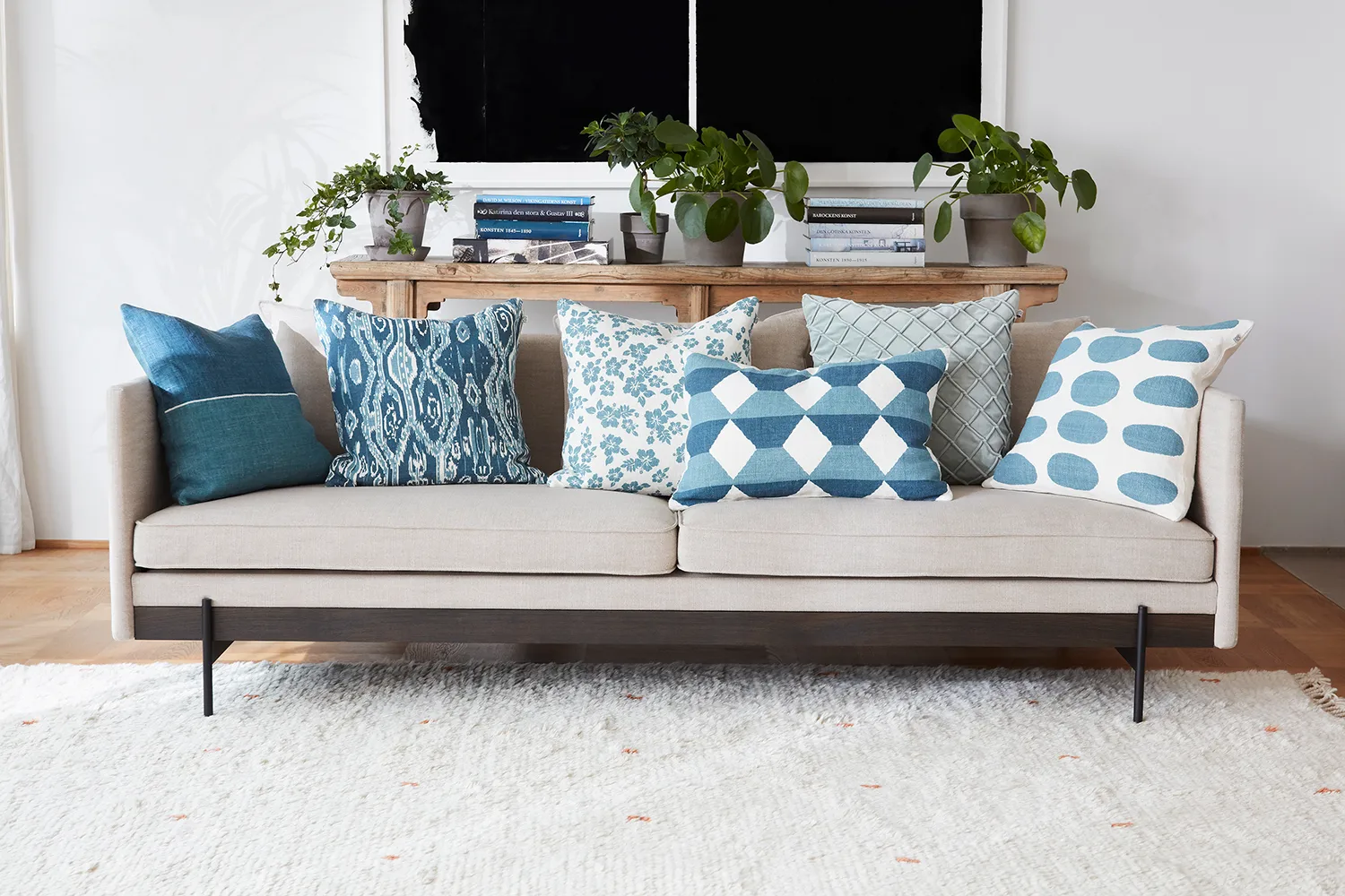Indu kuddfodral 50x50 cm, Off white-heaven blue Chhatwal & Jonsson