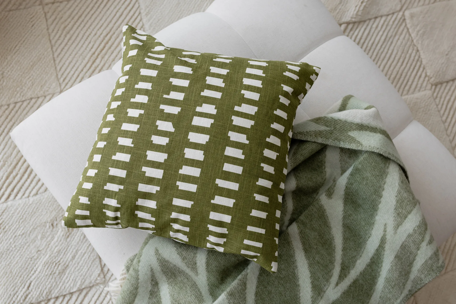 Ikat Block kuddfodral 50x50 cm, Grön Classic Collection