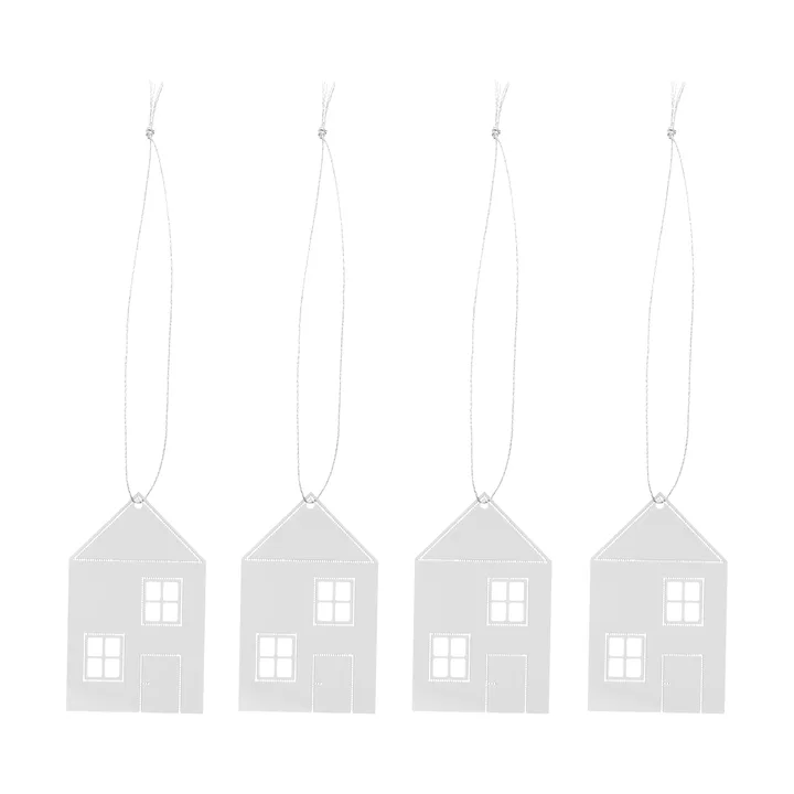 Christmas deco Town house 6 cm 4-pack - Rostfritt stål - Cooee Design