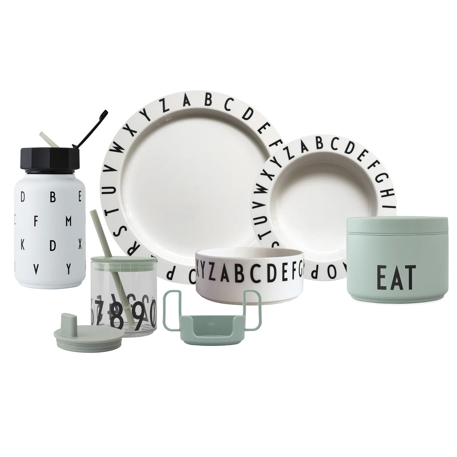 Design Letters Eat & Learn Premium gåvoset, Grön-vit Design Letters