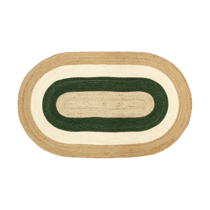 Elin striped oval jutematta 92x150 cm - Green - Dixie