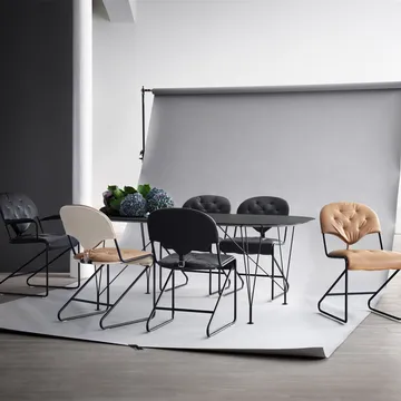 Inter matbord ovalt - Vit nanolaminat svart underkant kromben 100x180 cm - Dux