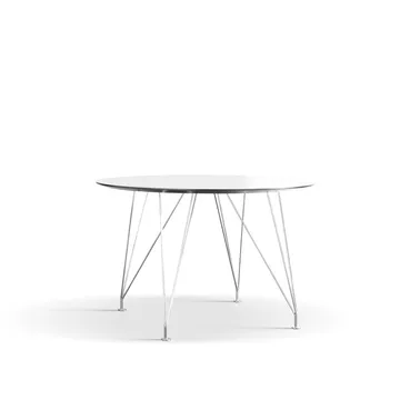 Inter matbord - Vit nanolaminat svart underkant-kromben ø110 cm - Dux