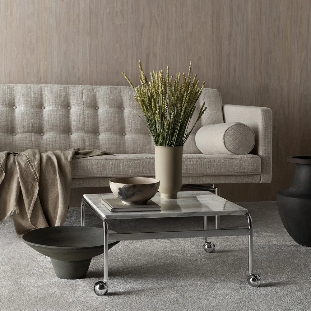 Karin soffbord, marmor vit, kromstativ Dux