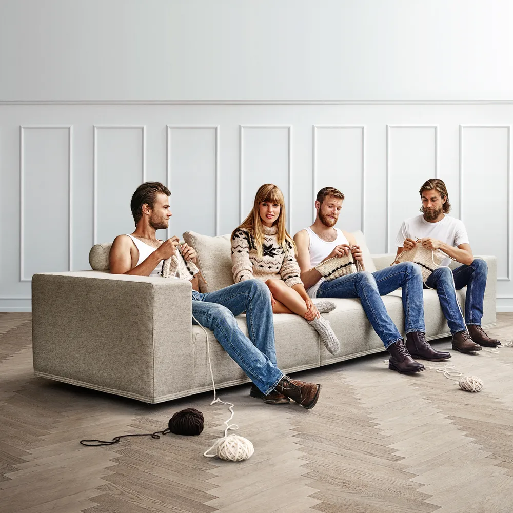 Baseline modulsoffa, tyg mumbai 06 grå-svarta ben-kuddar ingår ej Eilersen