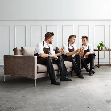 Plano modulsoffa - tyg silvergrå, mattkromade ben - Eilersen