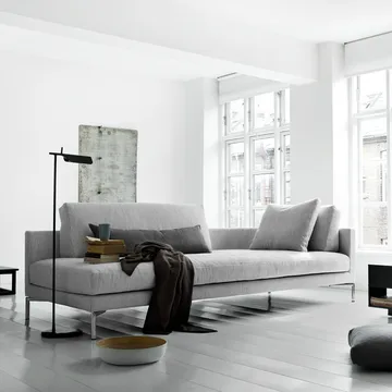 Plano modulsoffa - tyg silvergrå, mattkromade ben - Eilersen