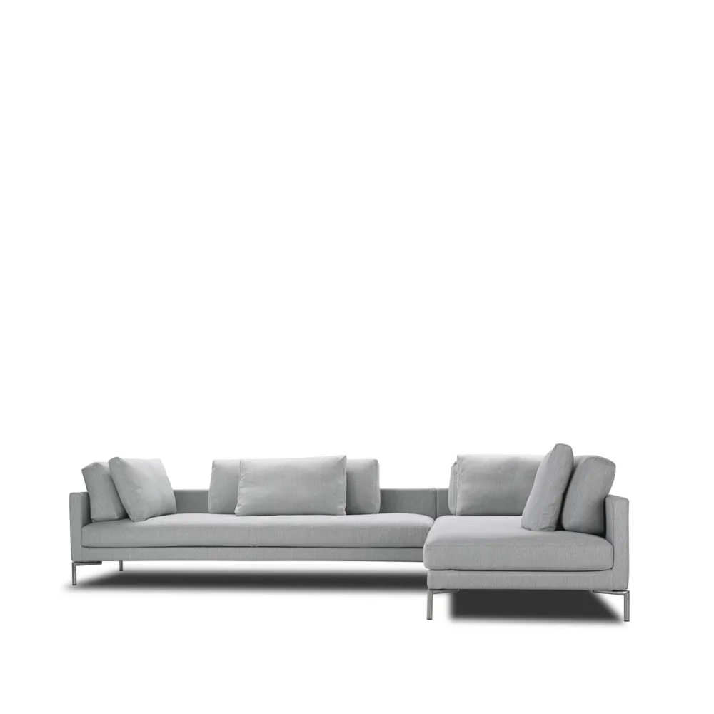 Plano modulsoffa, tyg silvergrå, mattkromade ben Eilersen