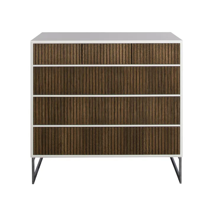 Line Hög byrå - Walnut/white-3+3 lådor-kromben - Englesson