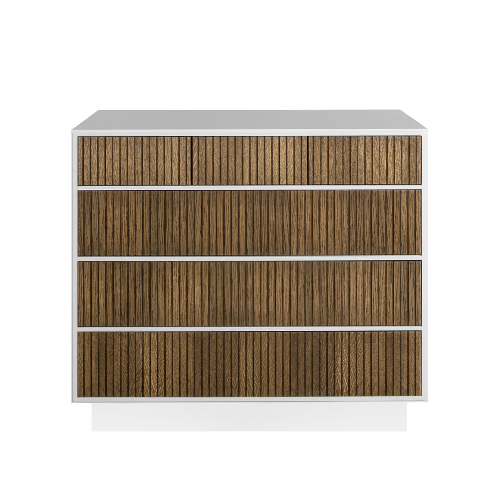 Line Hög byrå, Walnut/white-3+3 lådor-sockel Englesson