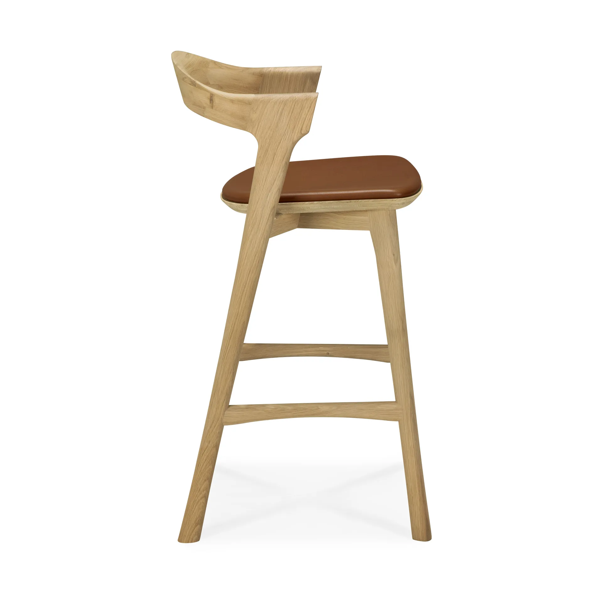 Bok barstol, Lackerad ek-läder Cognac, 65 cm Ethnicraft