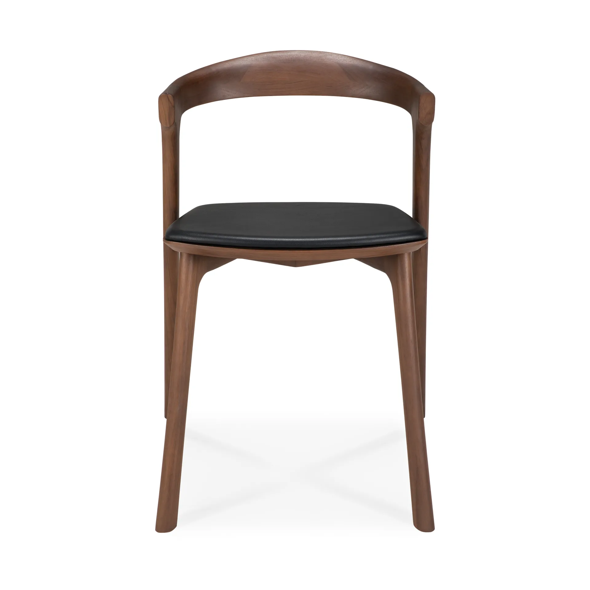 Bok matstol, Brown teak-svart läder Ethnicraft