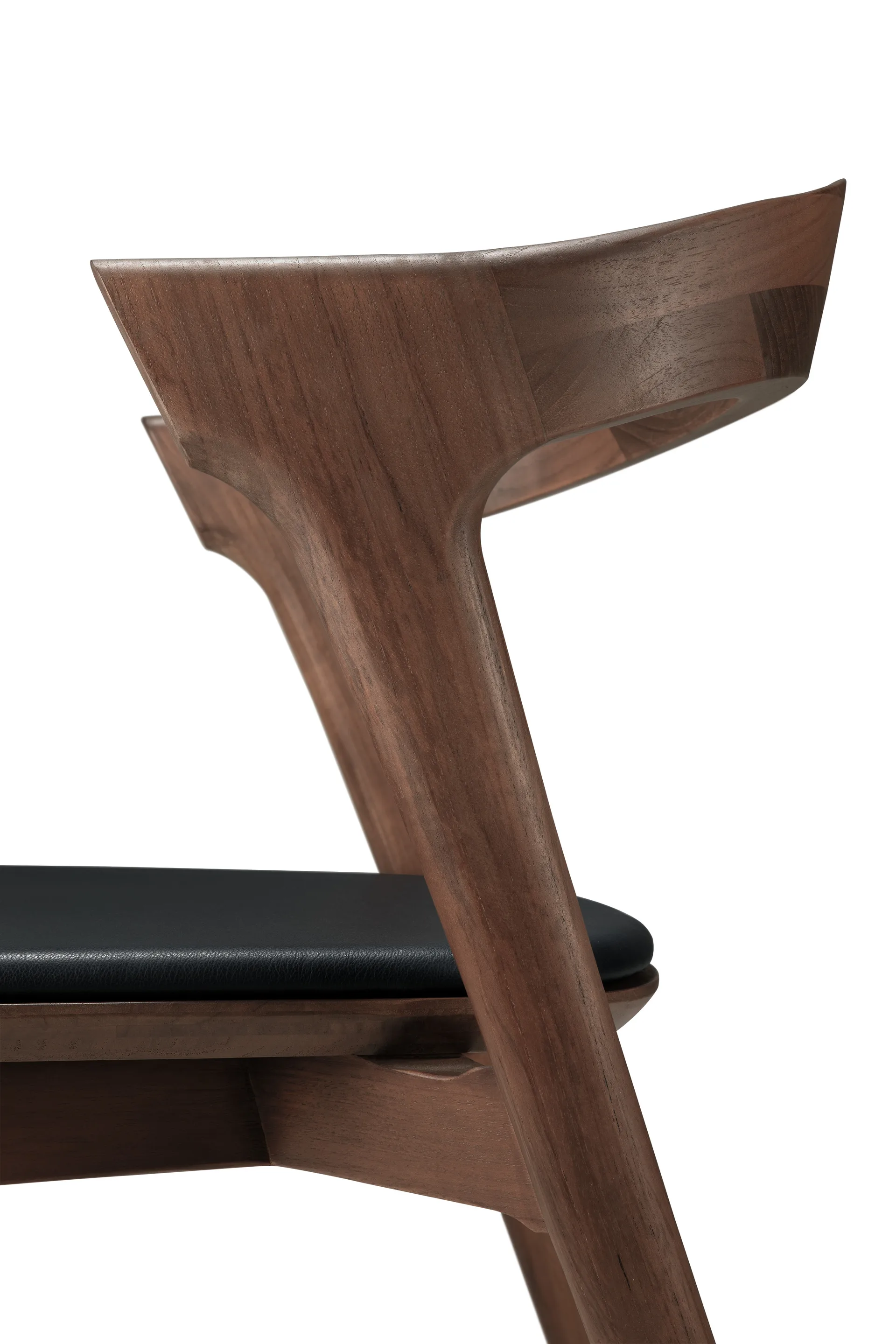 Bok matstol, Brown teak-svart läder Ethnicraft