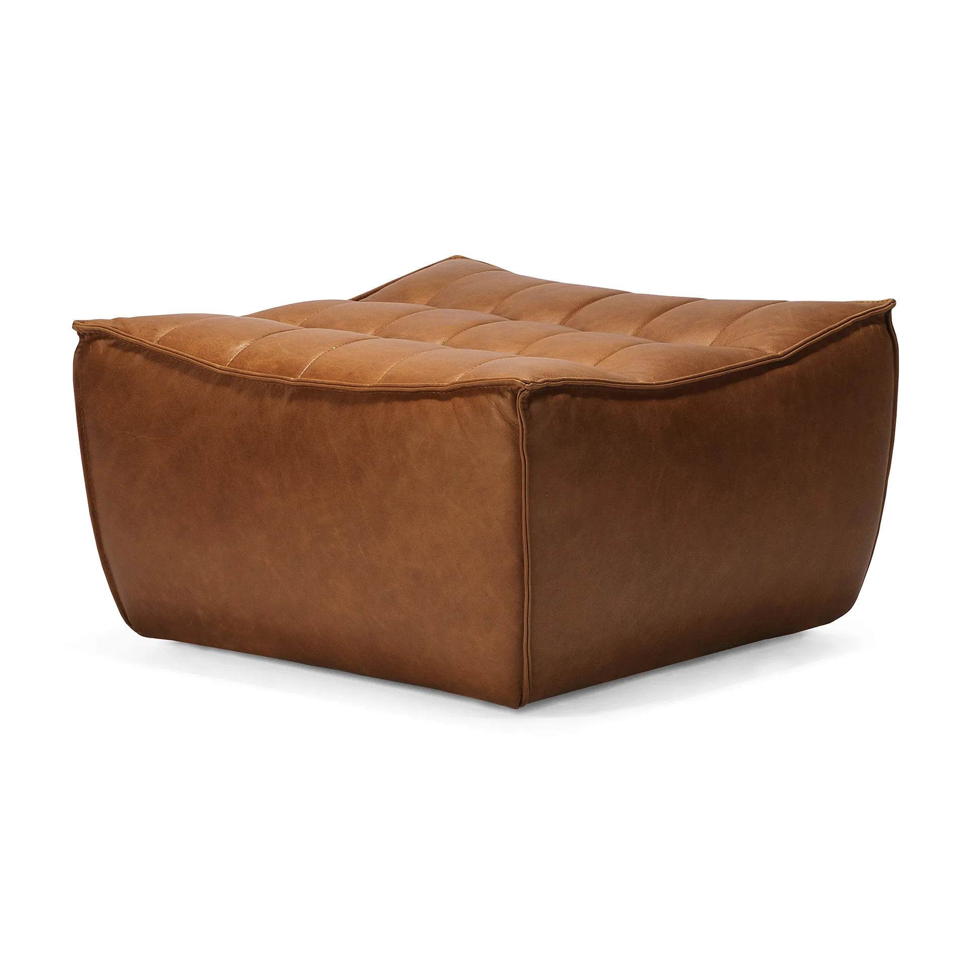 N701 fotpall 70x70 cm, Aniline leather brown Ethnicraft