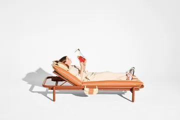 Sunbun dagbädd - Terracotta-stripe orange, 212x97x39 cm - Fatboy