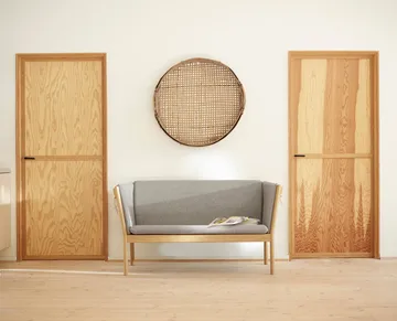 J149 soffa - Tyg grön-lackerad ek, 3-sits - FDB Møbler