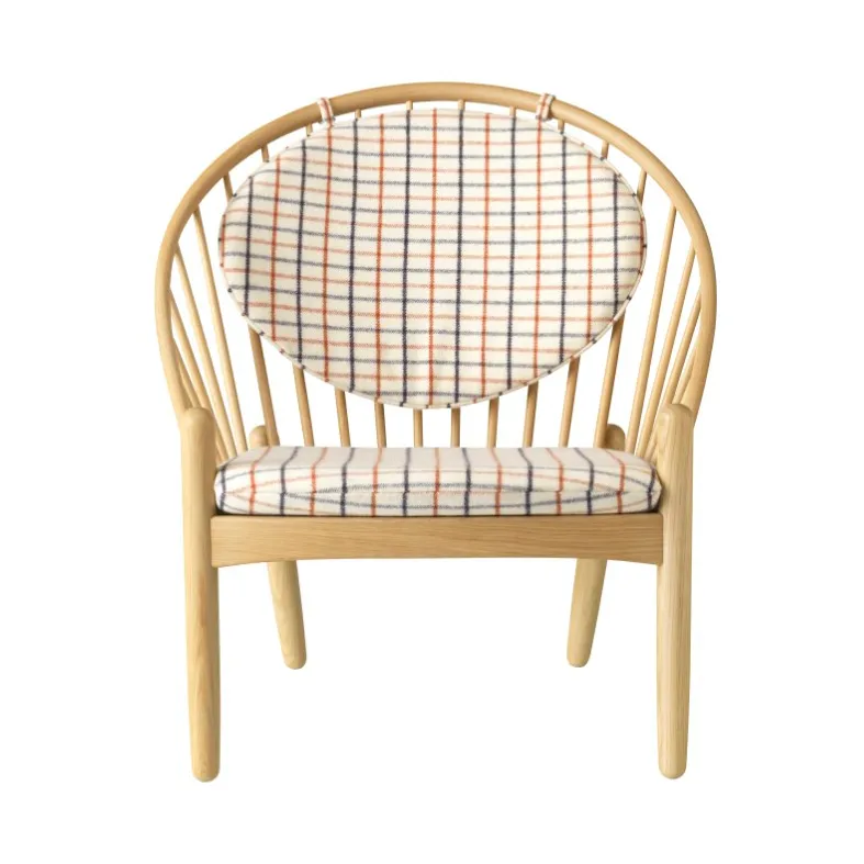 J166 Jørna stol, Oak nature lacquered-red diced FDB Møbler