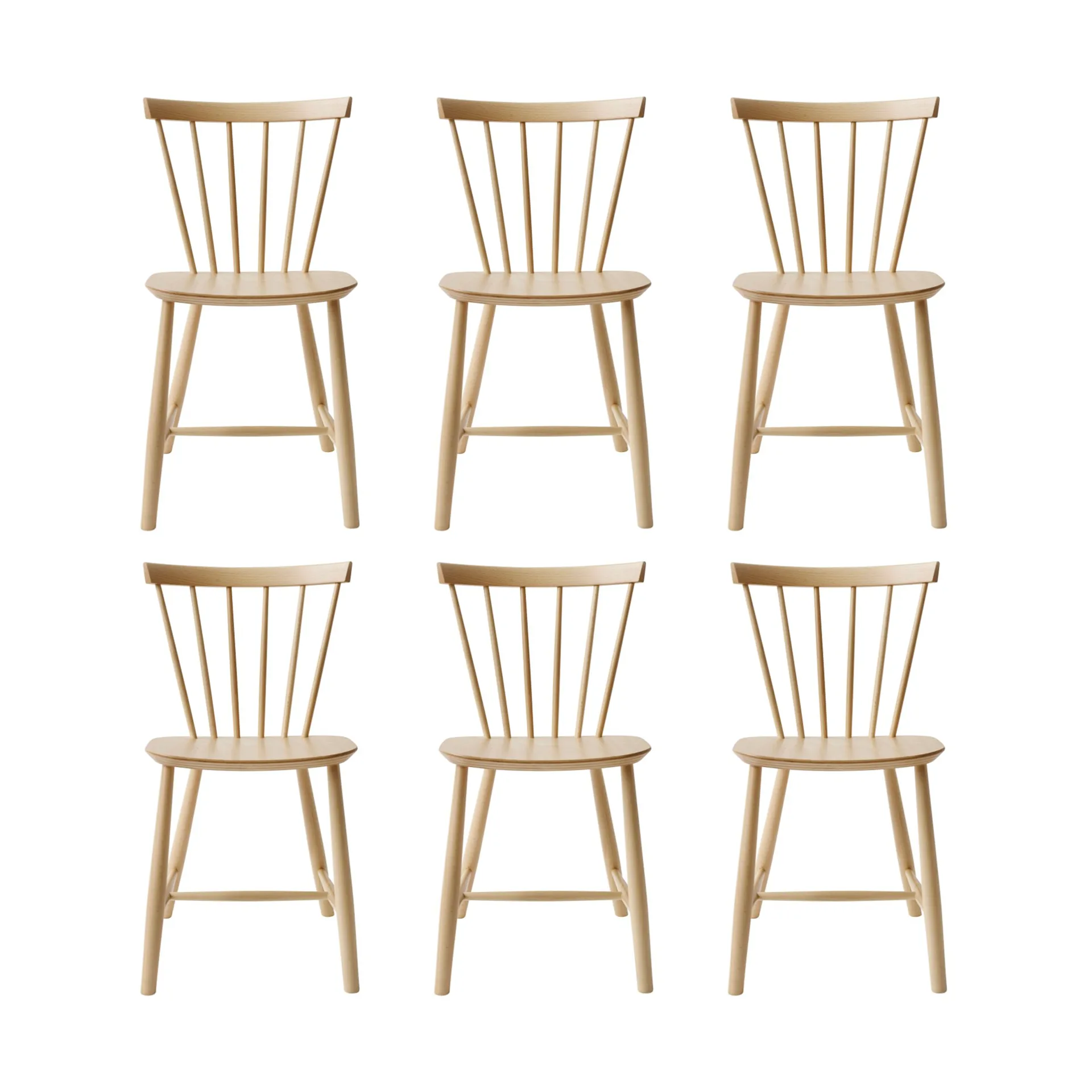 J46 stol, Beech nature lacquered, 6-pack FDB Møbler