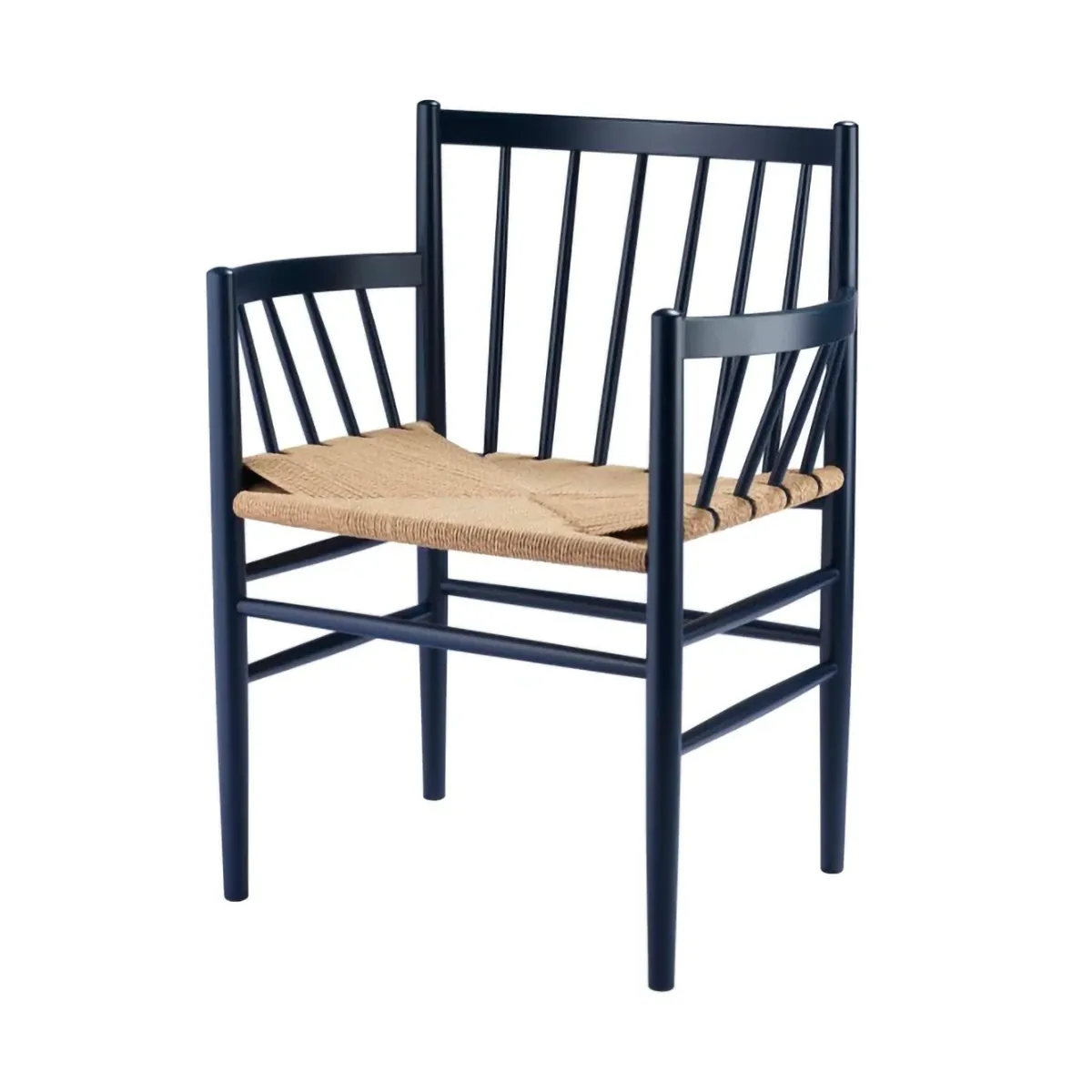 J81 karmstol, Steel blue beech-paper cord FDB Møbler