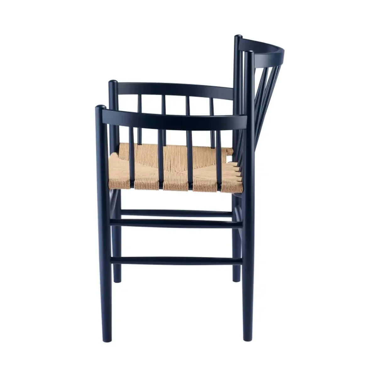 J81 karmstol, Steel blue beech-paper cord FDB Møbler