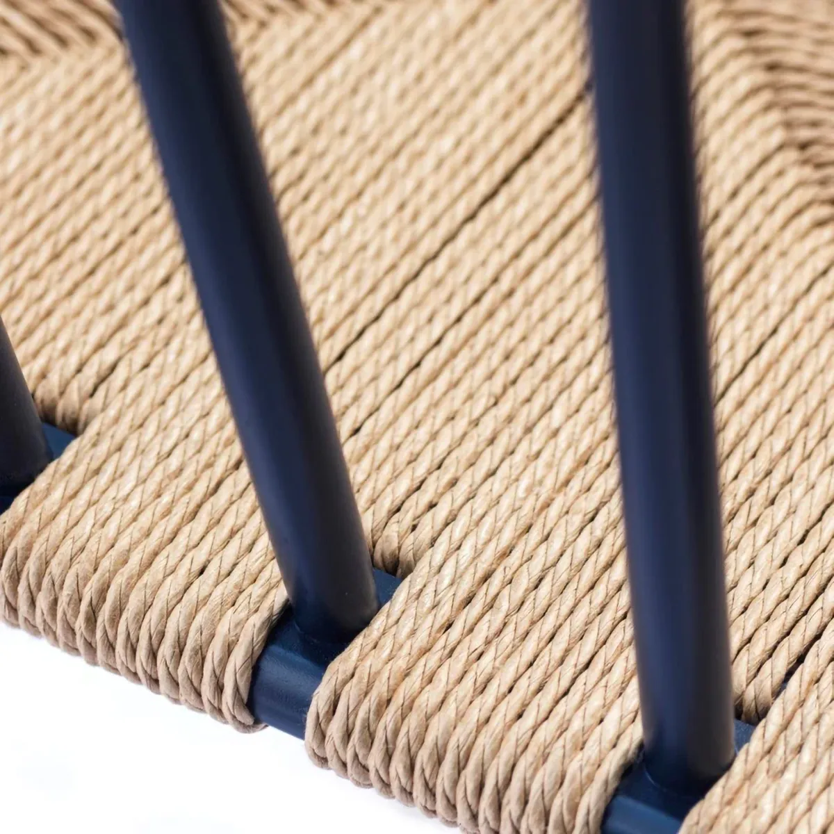 J81 karmstol, Steel blue beech-paper cord FDB Møbler