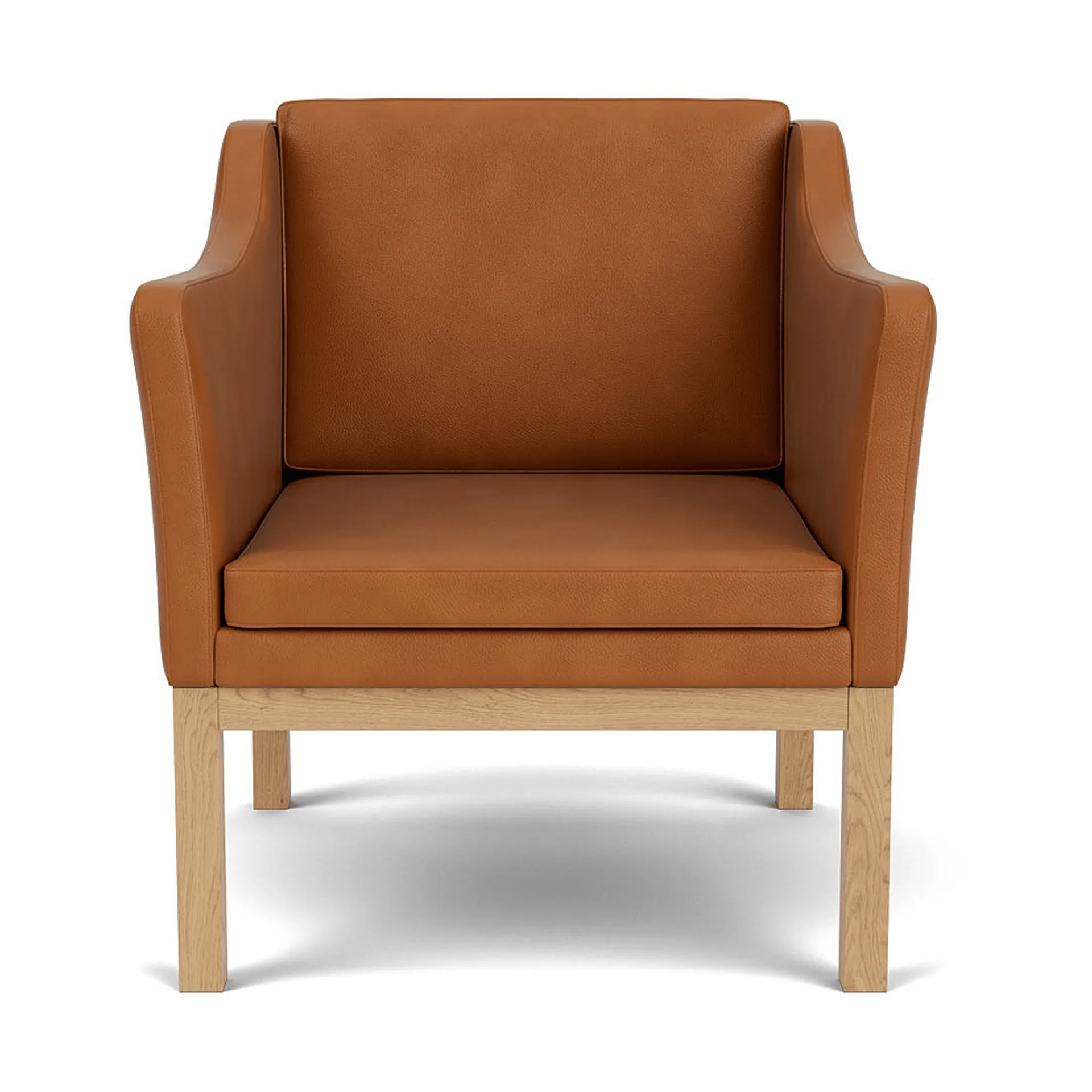 L46 MK155 easy chair karmstol, Lackerad ek-läder cognac FDB Møbler