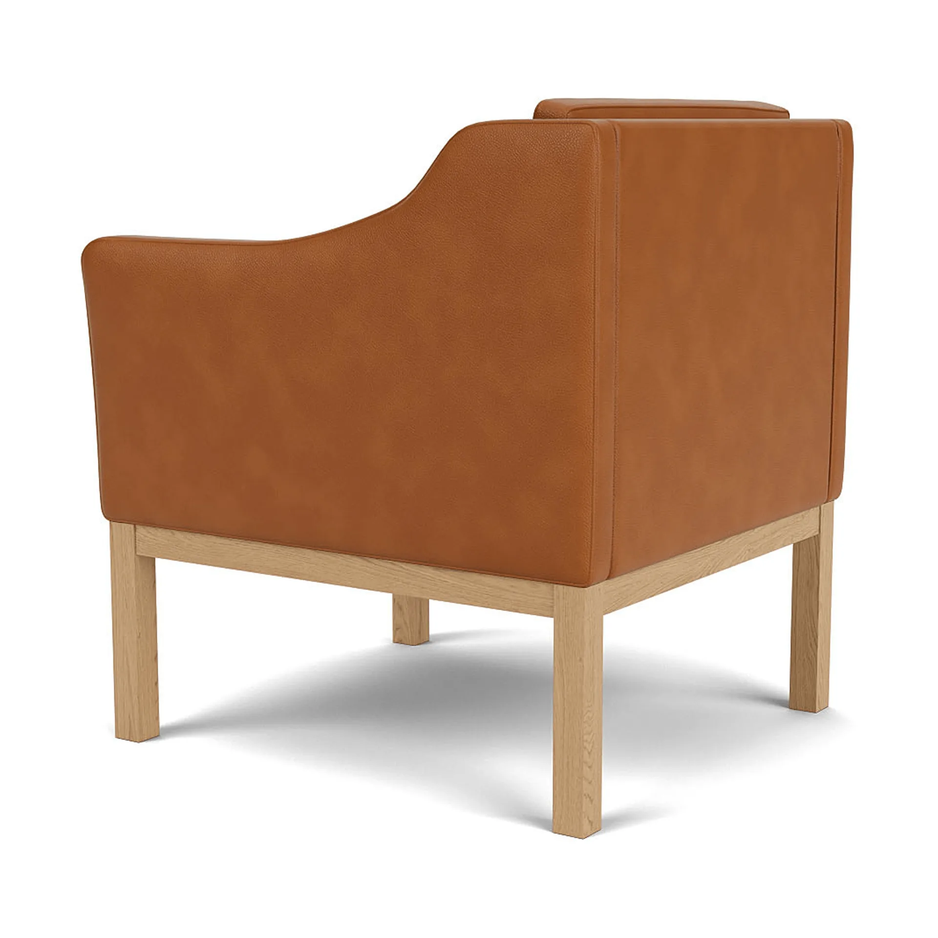 L46 MK155 easy chair karmstol, Lackerad ek-läder cognac FDB Møbler