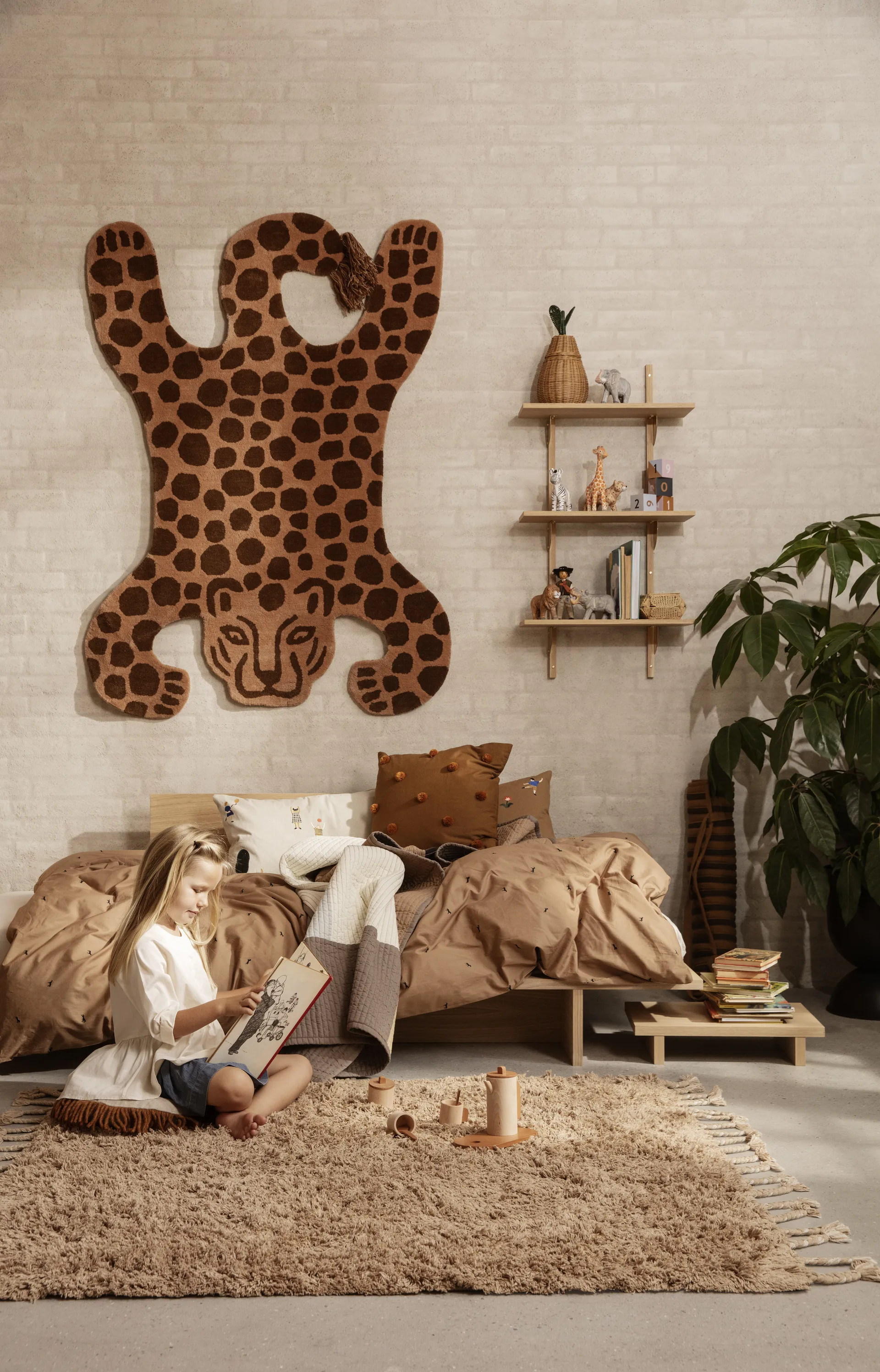 Amass long pile matta 140x140 cm, White Pepper Ferm Living