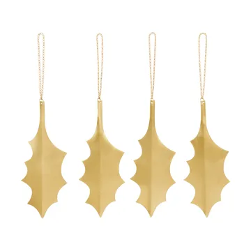 Holly leaf dekorationshänge 13,5 cm 4-pack - Brass - Ferm Living