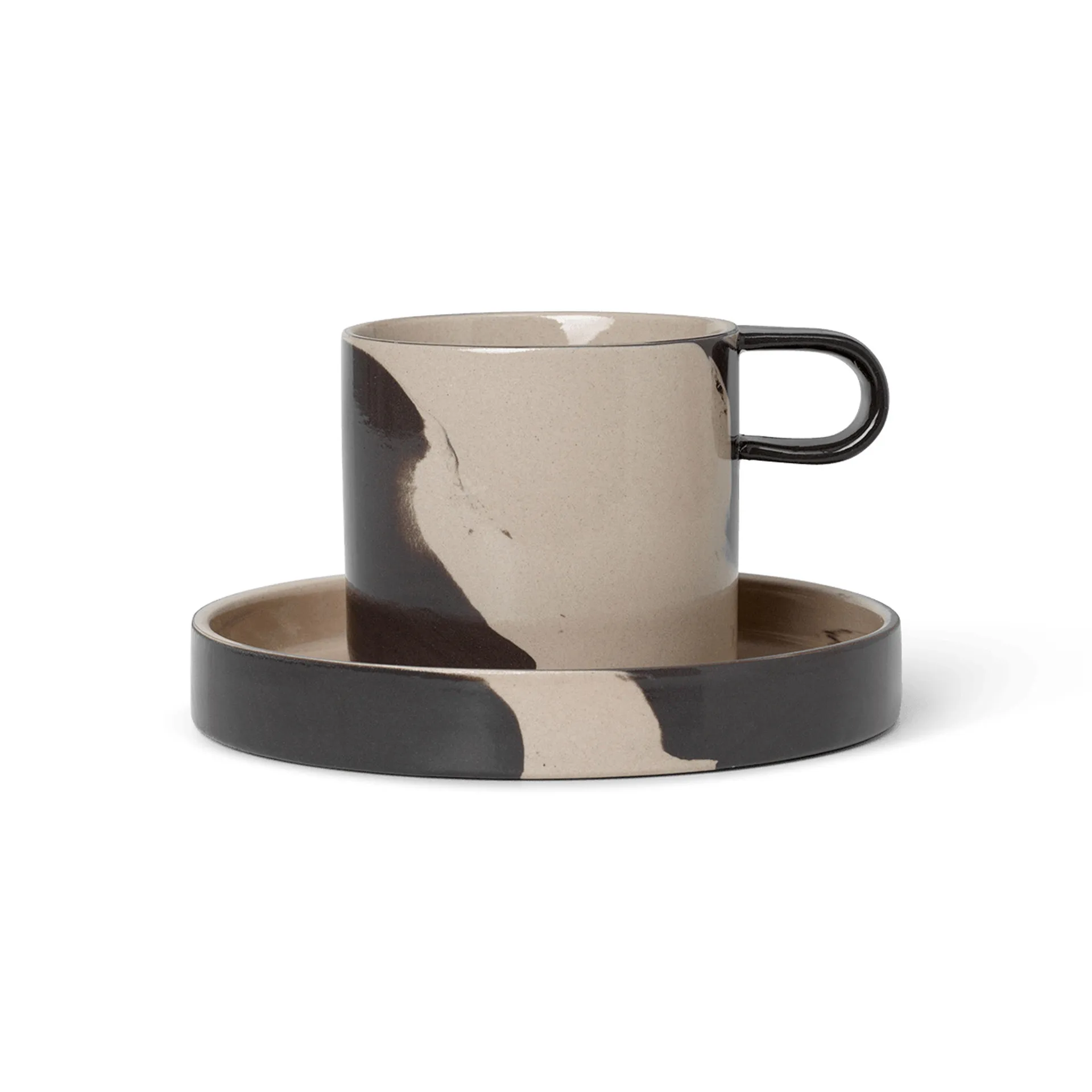 Inlay kopp med fat, Sand-brown Ferm Living