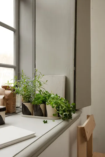 Inlay örtkruka med fat 4 delar - Sand-brown - Ferm Living