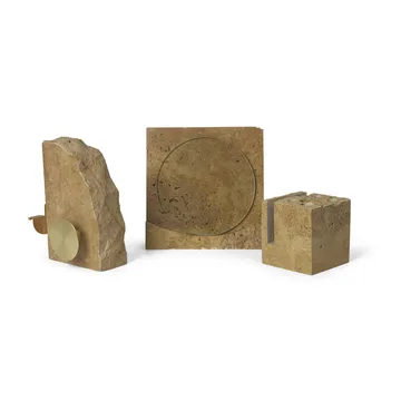 Klint pennhållare 9x9 cm - Beige travertin - Ferm Living