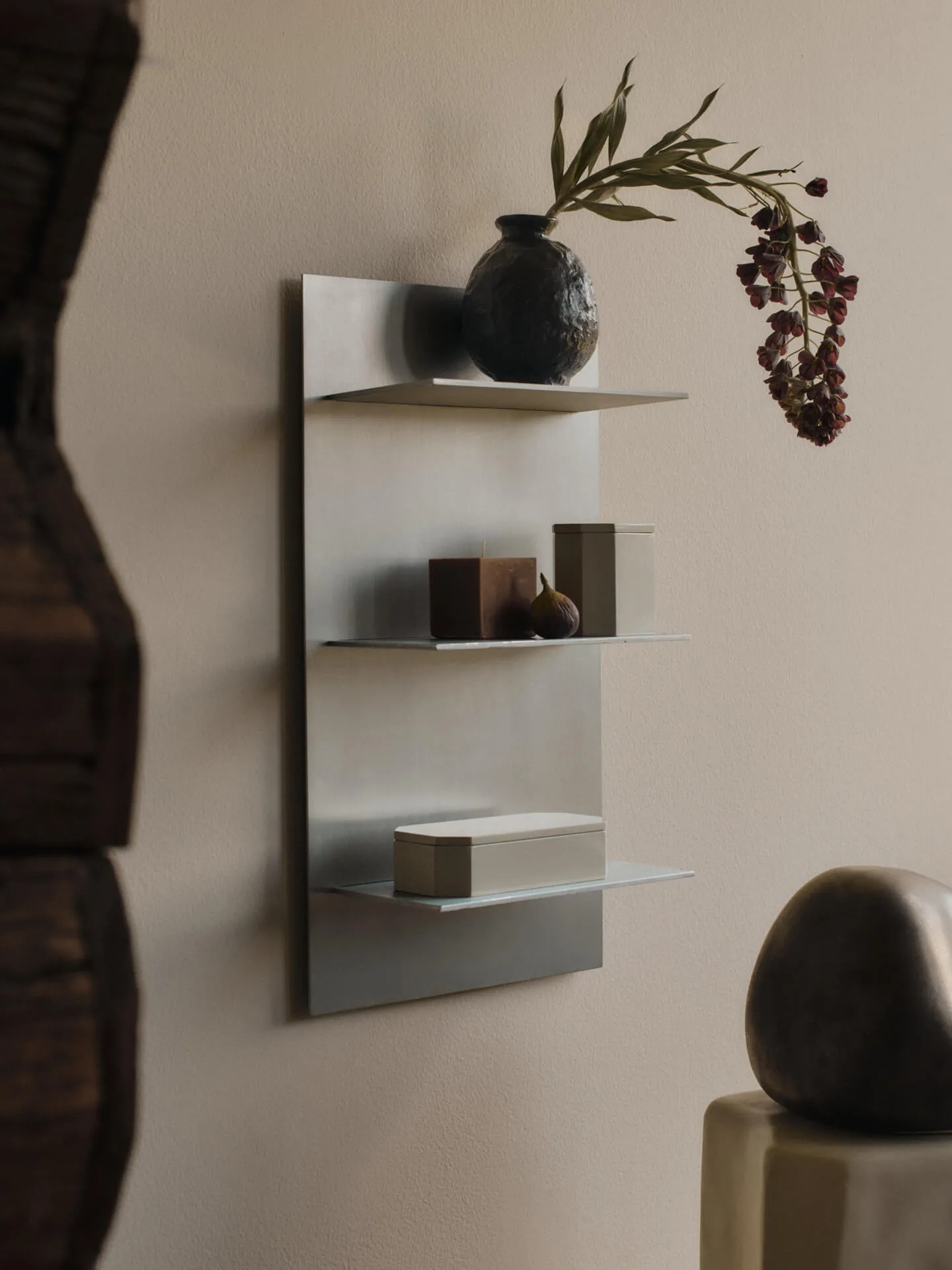 Lager vägghylla triple small, Aluminium Ferm Living