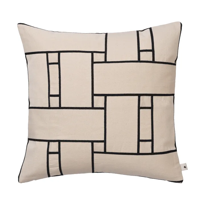 Lattice Offset kuddfodral - Off-white-black, 50x50 cm - Ferm Living