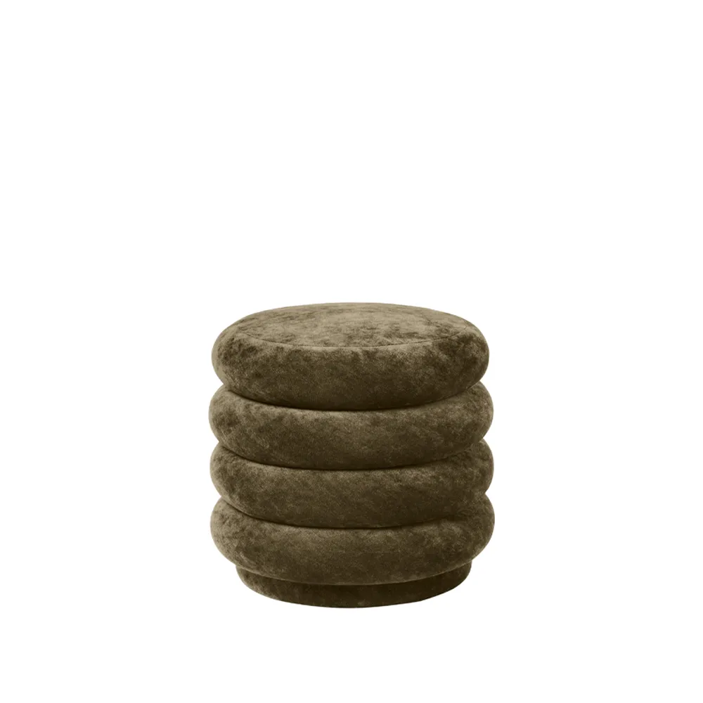 Pouf Round sittpuff, tyg faded velvet 3 forest Ferm Living