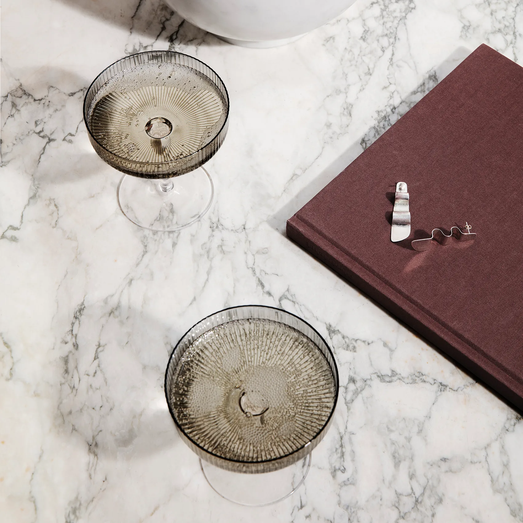 Ripple champagneglas 2-pack, Smoked grey Ferm Living