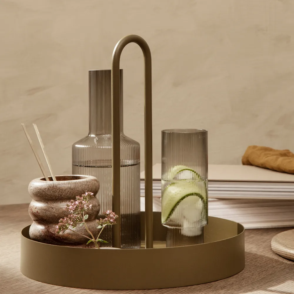 Ripple long drink glas 4-pack, Smoked grey Ferm Living