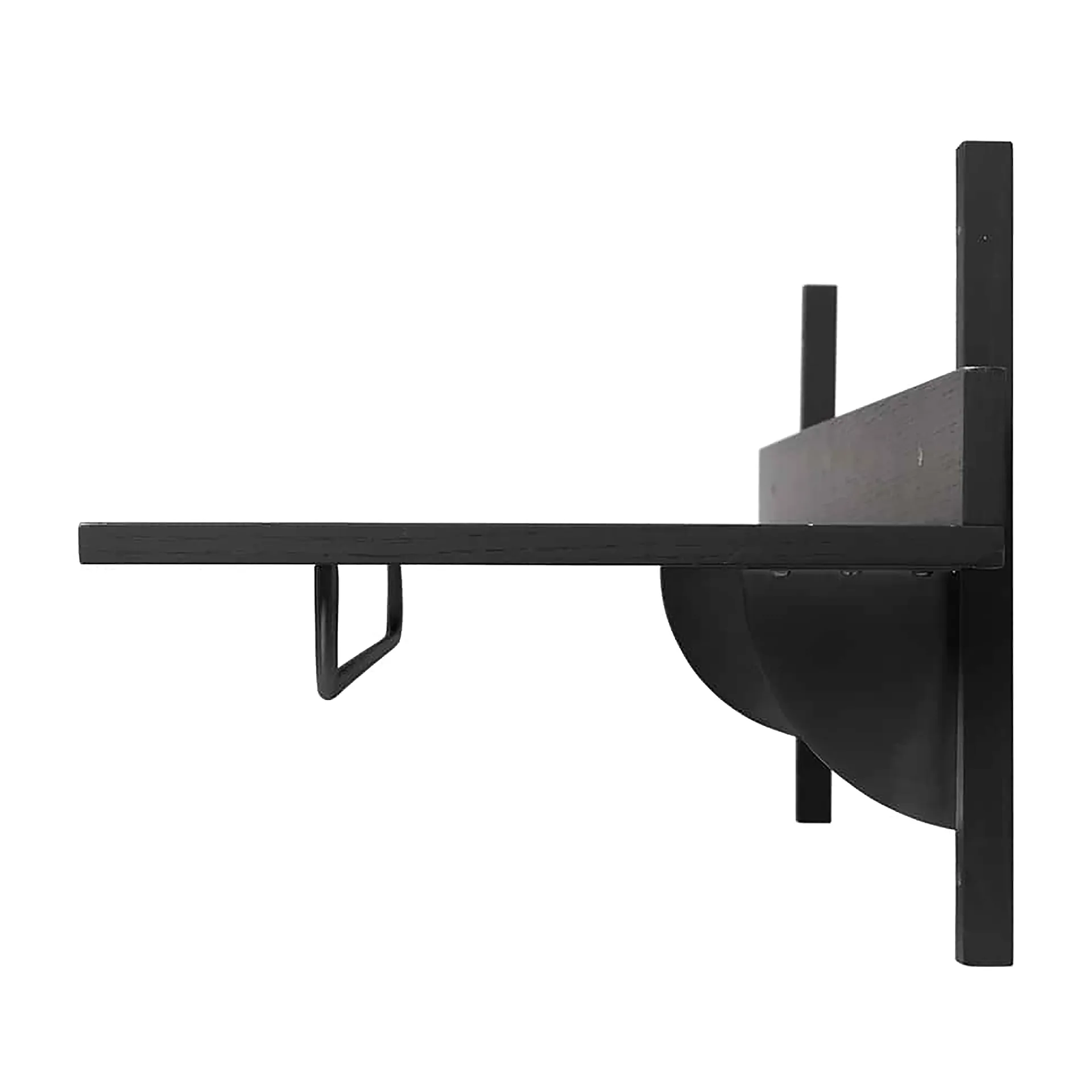 Sector hylla med stång 37x87 cm, Black ash-black brass Ferm Living