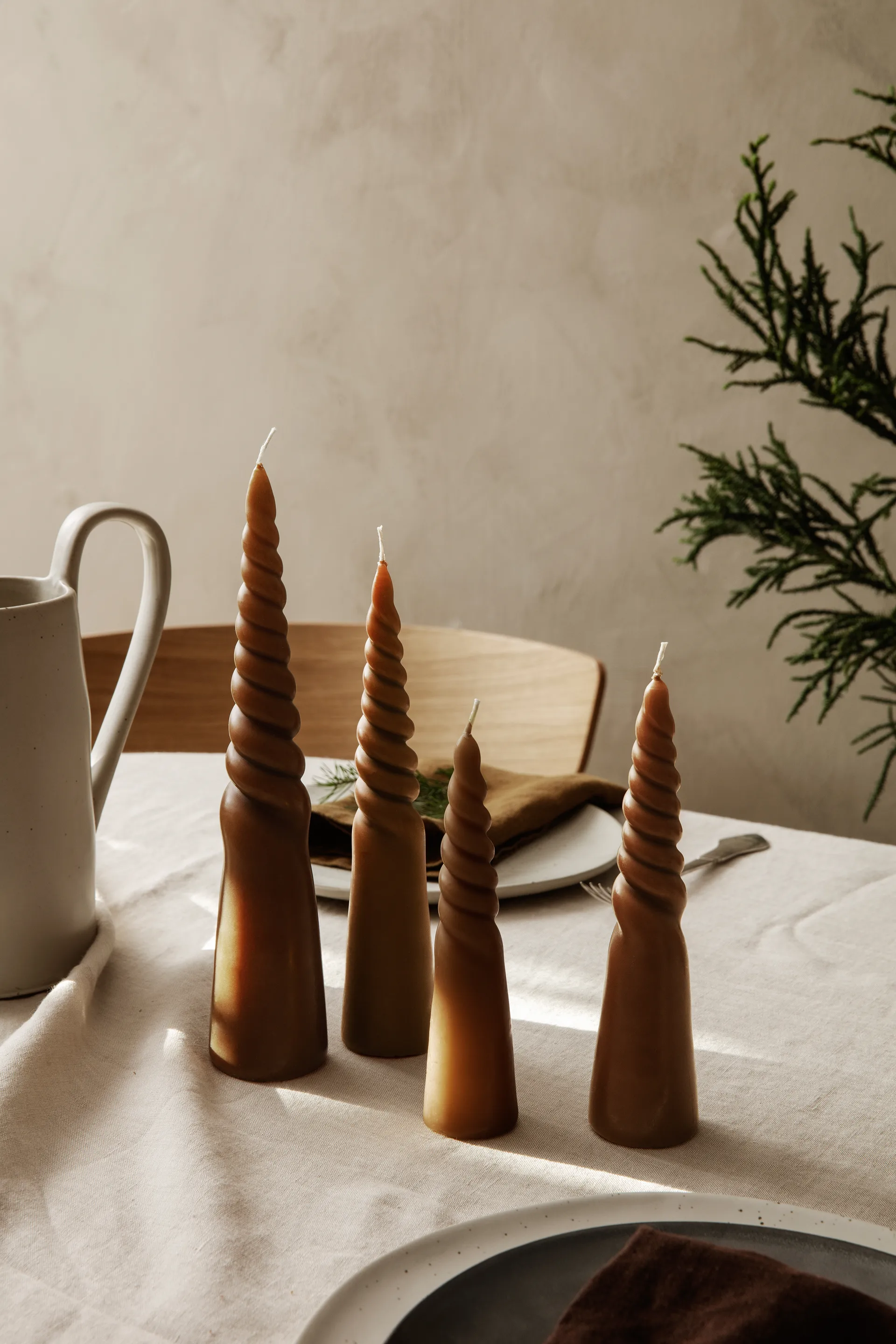 Twisted candles skruvade ljus 4-pack, Amber Ferm Living