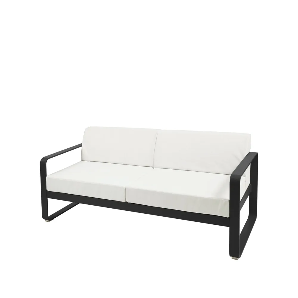 Bellevie 2-sits soffa, Liquorice (svart), off-white dyna Fermob