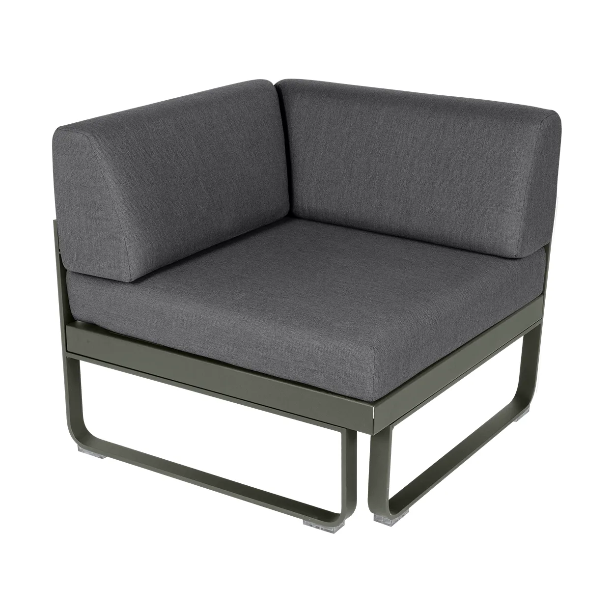 Bellevie Corner modulsoffa 1-sits, Rosemary (grön)-graphite grey dyna Fermob