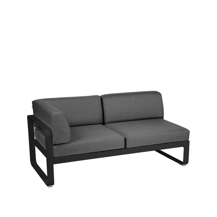 Bellevie Corner modulsoffa - 2-sits Liquorice (svart), graphite grey dyna, vänster - Fermob