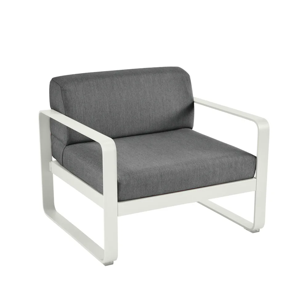 Bellevie fåtölj, Clay grey (grå), graphite grey dyna Fermob