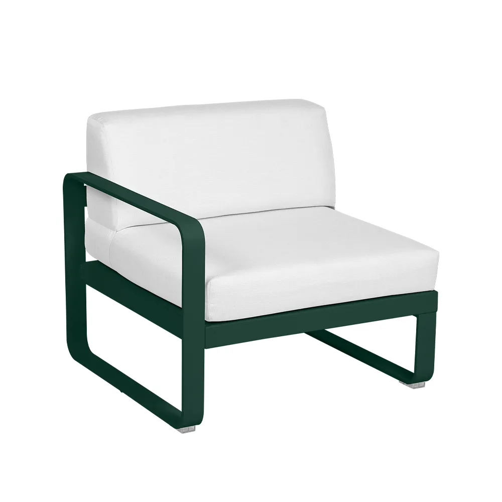 Bellevie Left modulsoffa, Cedar green (grön), off-white dyna, 1-sits Fermob