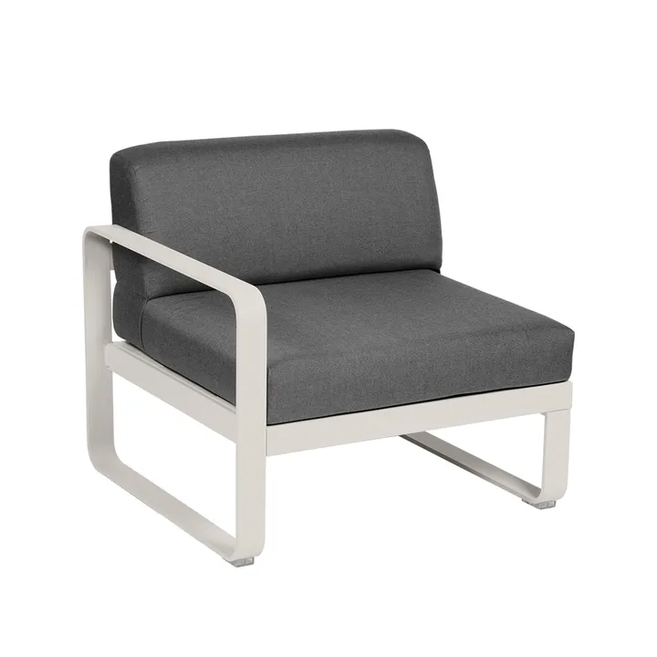 Bellevie Left modulsoffa - Clay grey (grå), graphite grey dyna, 1-sits - Fermob