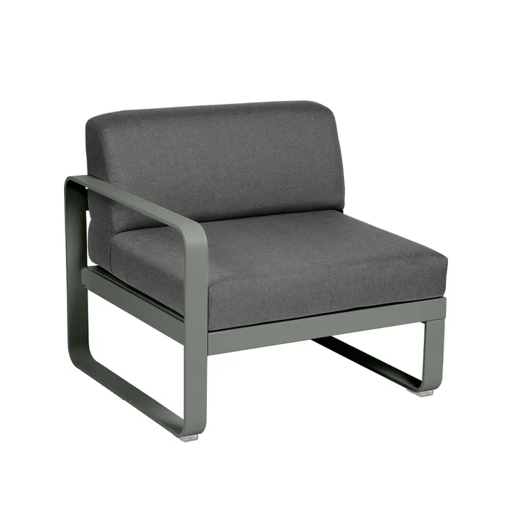 Bellevie Left modulsoffa - Rosemary (grön), graphite grey dyna, 1-sits - Fermob