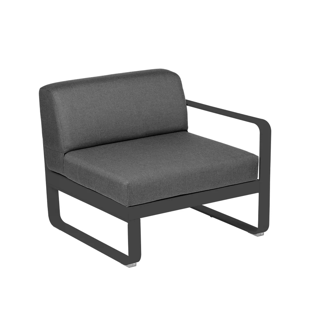 Bellevie Right modulsoffa, Anthracite (grå), graphite grey dyna, 1-sits Fermob
